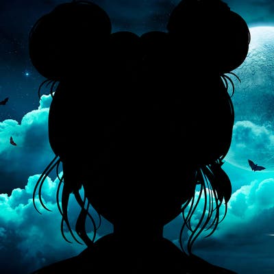 realistic girl with buns on the top of her hair