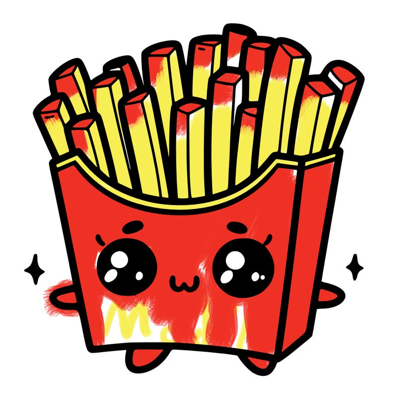 a cute. french fries