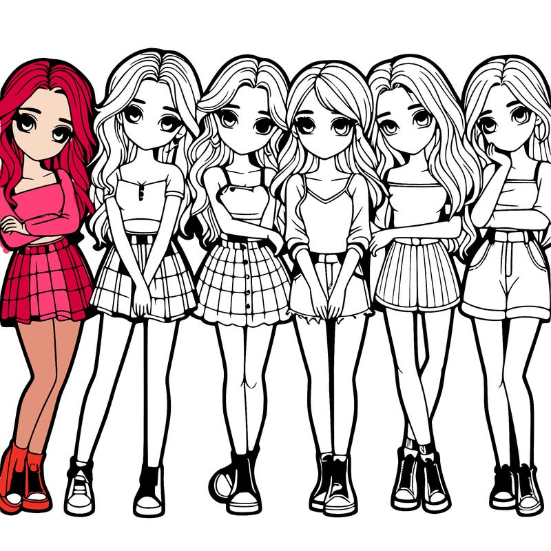 a group of girls realistic