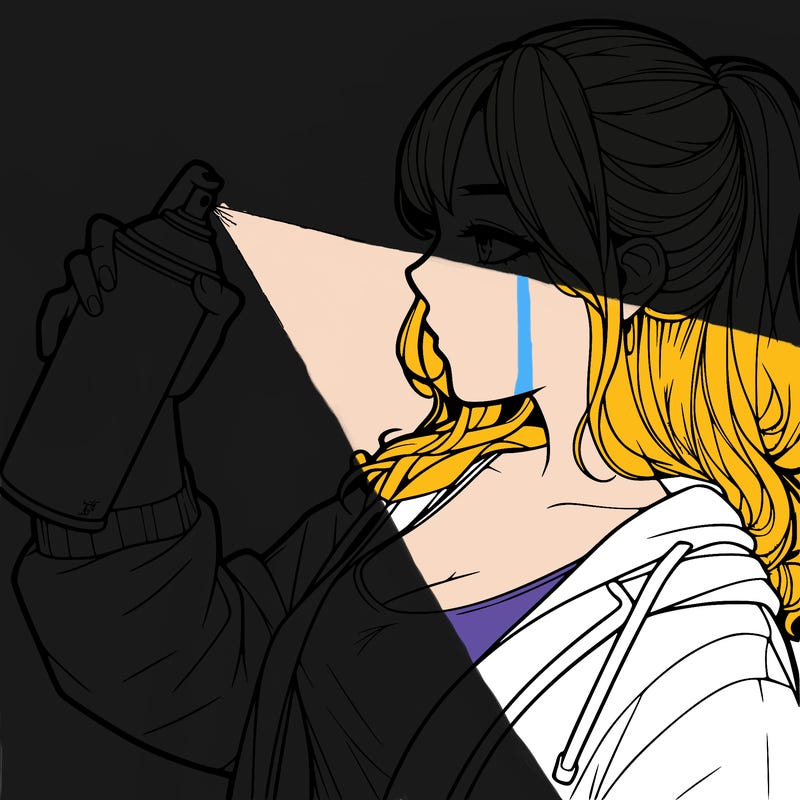 a realistic girl spray, painting