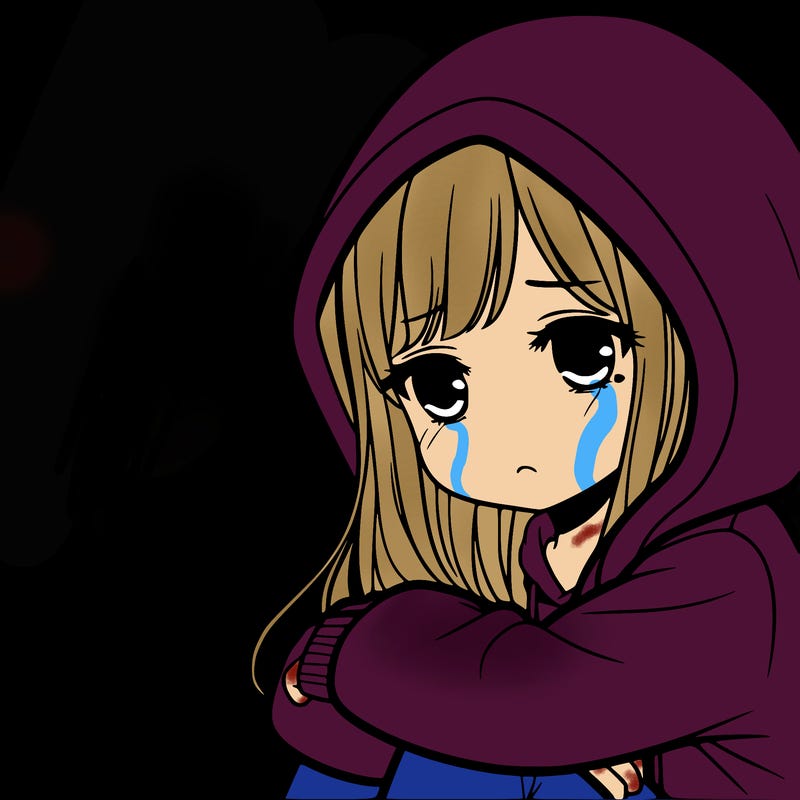 girl with hoodie on sad