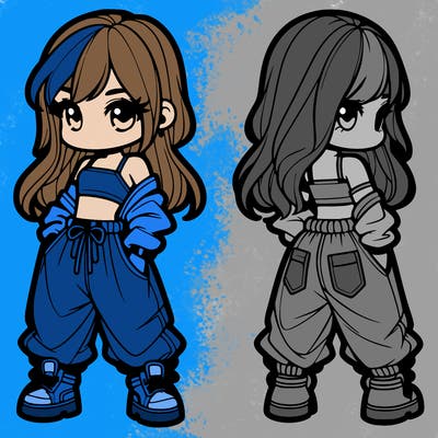 girl in crop top and baggy pants