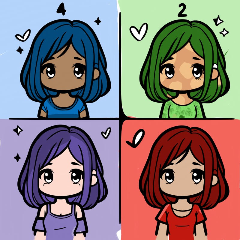 simple girl split in 4