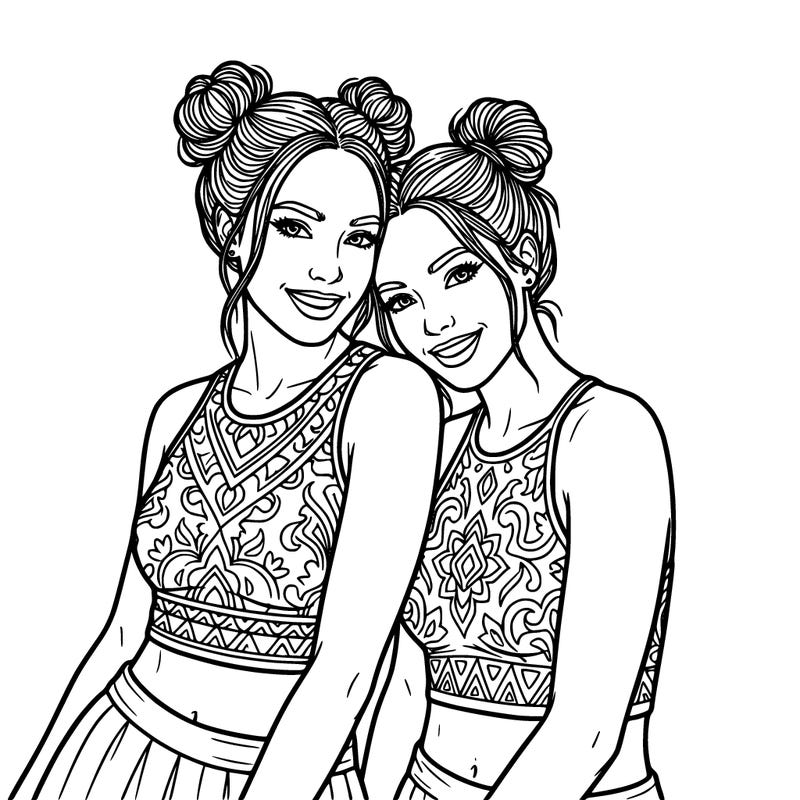 cute realistic girls with space buns wearing a crop top