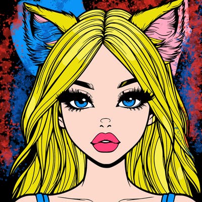 realistic girl with fox ears and realistic lips