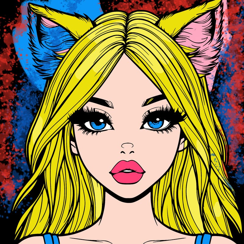 realistic girl with fox ears and realistic lips
