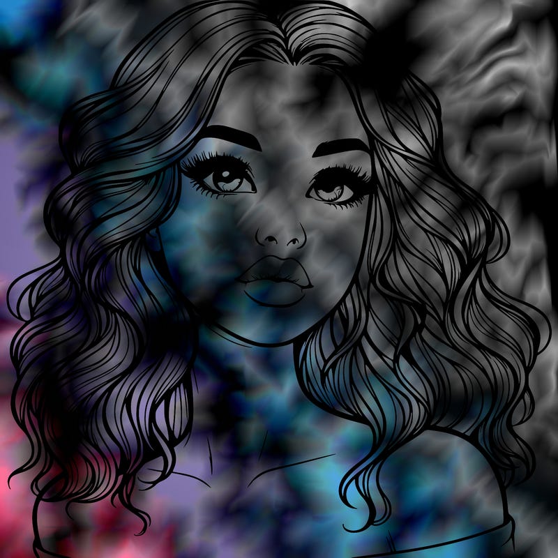 realistic girl with wavy hair and lips