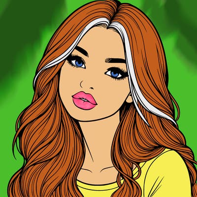 realistic girl with hair on her hair and lips