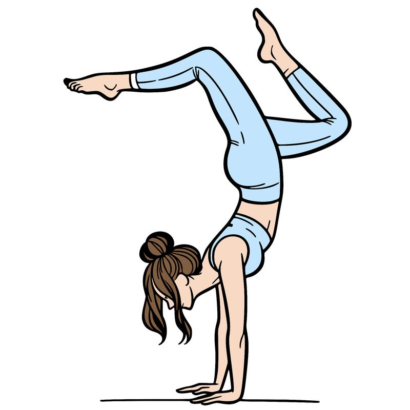 a woman doing a handstand