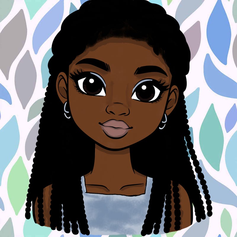 a realistic black girl with braids