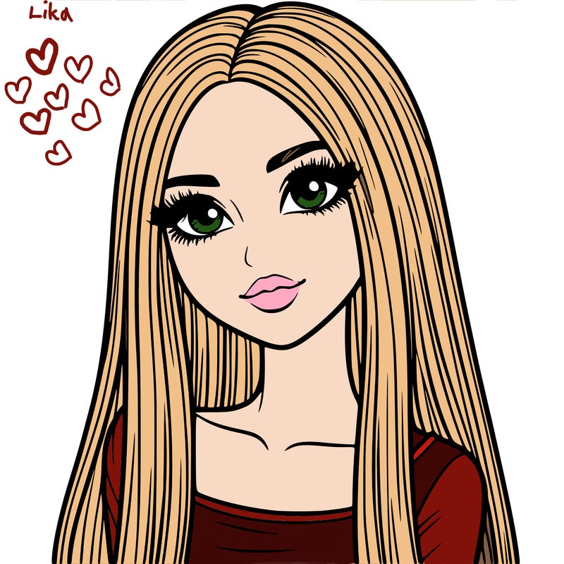 realistic girl with straight and long hair