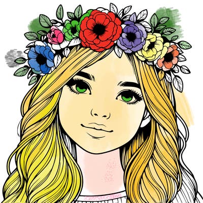realistic girl with flower crown