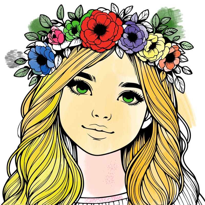 realistic girl with flower crown