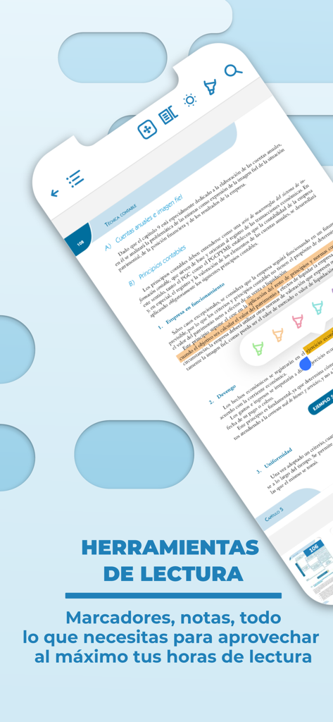 Editorial Síntesis - Interfaz de la aplicación Editorial Síntesis destacando las herramientas de lectura y el contenido académico digital en español.