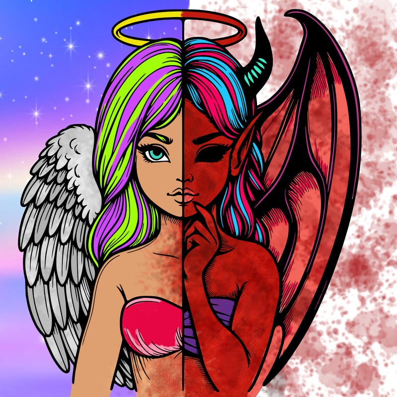 realistic angel half demon