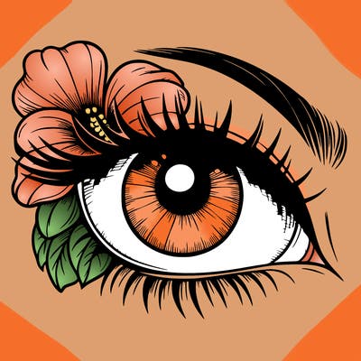 realistic eye with flower