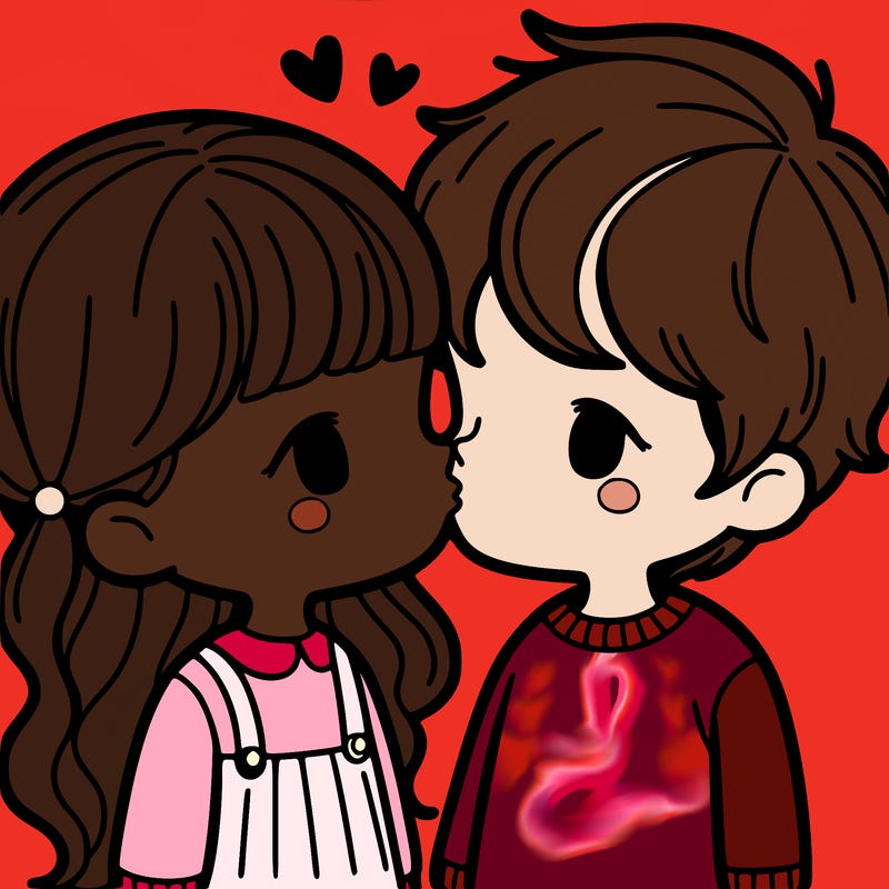 a girl and a boy kissing