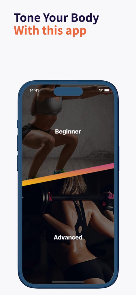 Booty workout - Booty workout app screen showing beginner and advanced training levels with women exercising