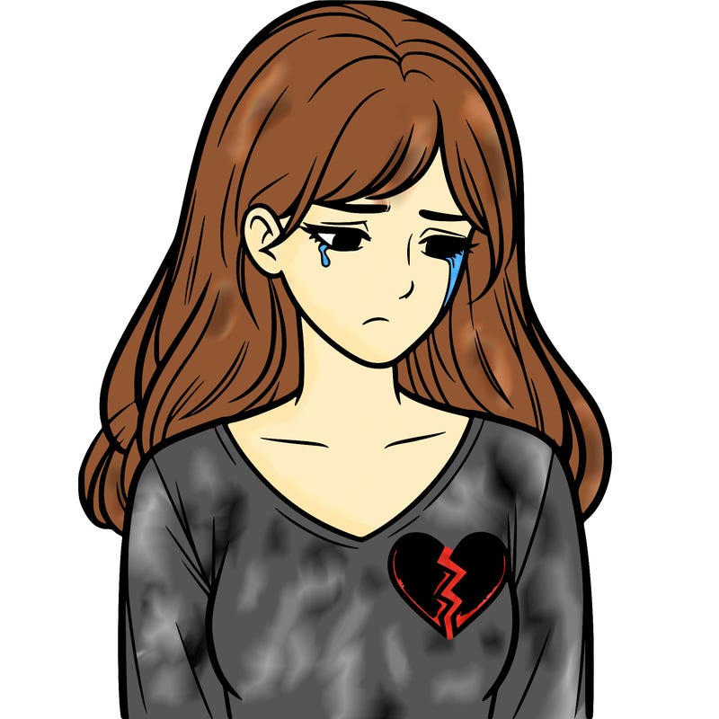 sad woman realistic with broken heart