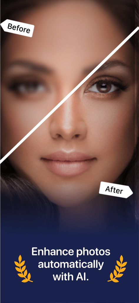 AI 사진 품질 향상 앱 사용 전후의 흐릿한 인물 사진 비교