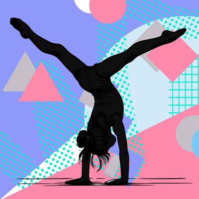 realistic gymnastic hand stand girl in four splits