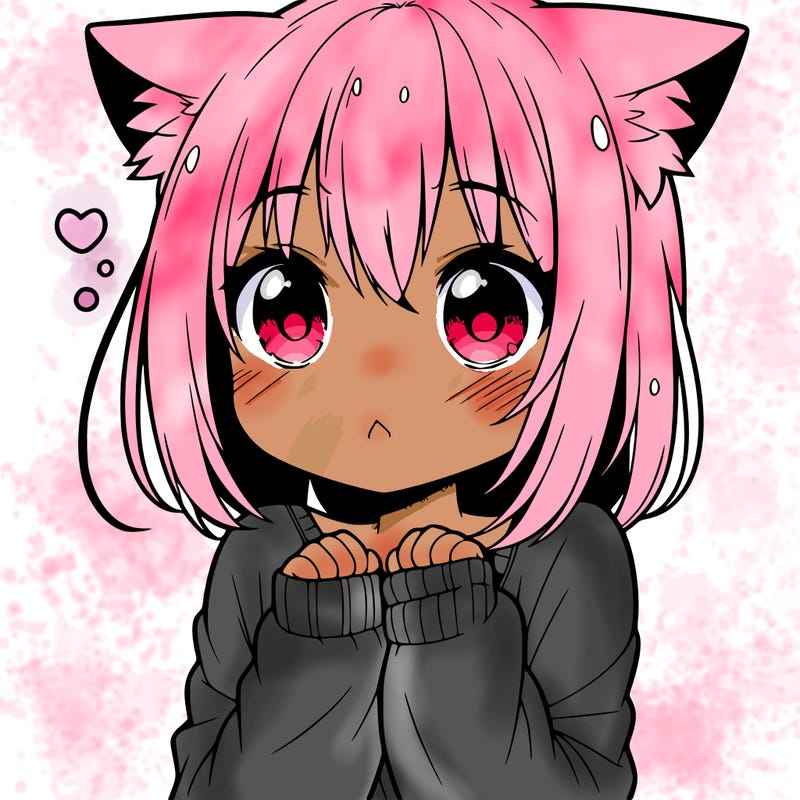 shy anime catgirl