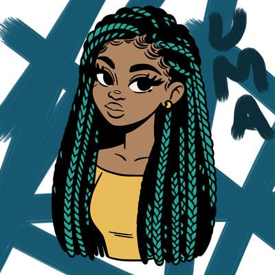 black braided hair woman