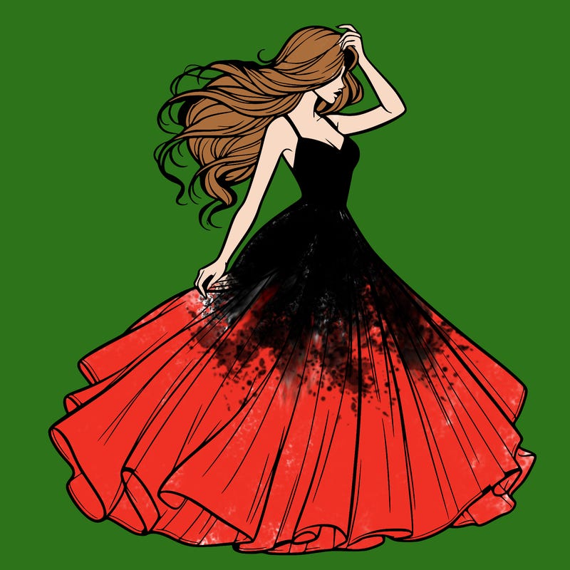 realistic woman with dress flowing in the wind