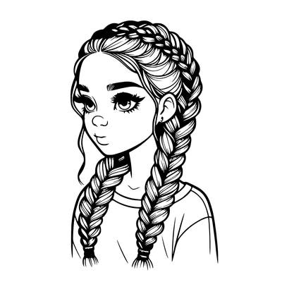 realistic girl with braids