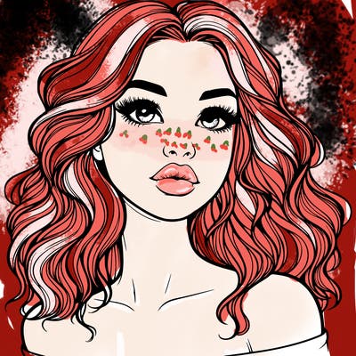 realistic girl with wavy hair and lips