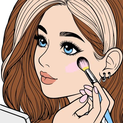 a realistic girl doing her makeup