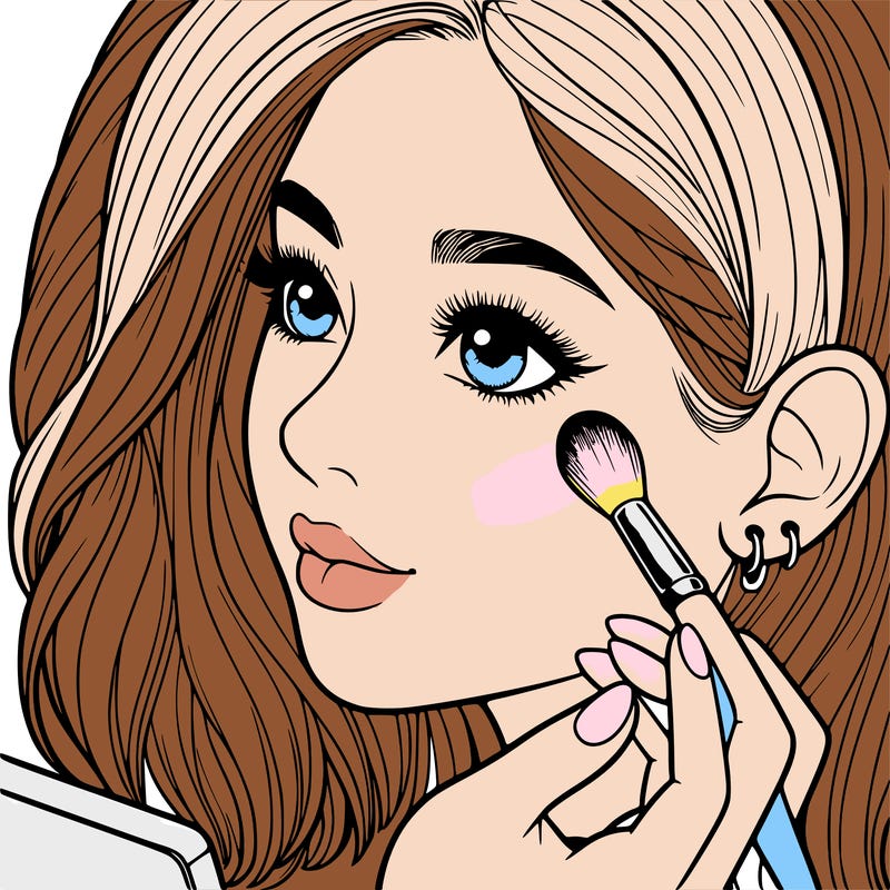 a realistic girl doing her makeup