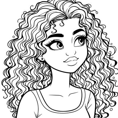 realistic girl with curly hair