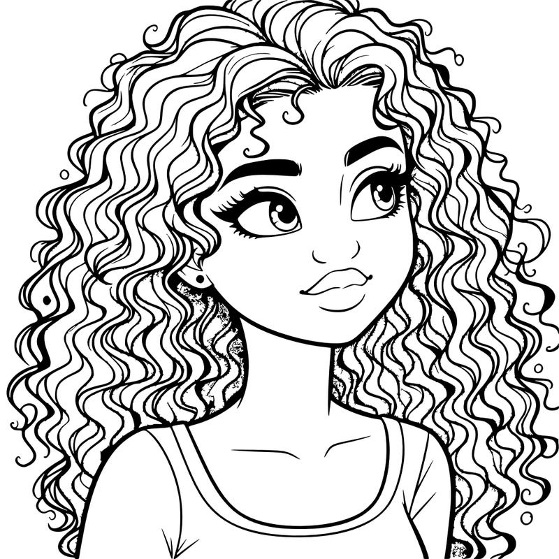 realistic girl with curly hair