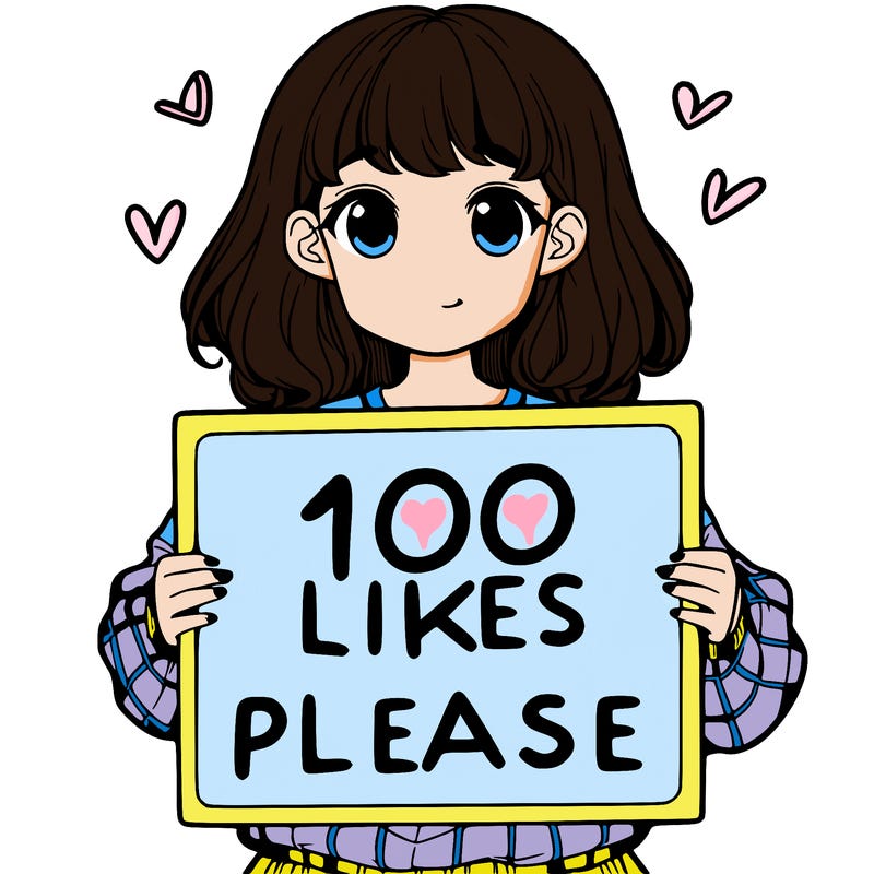 a girl holding a sign saying 100 likes please