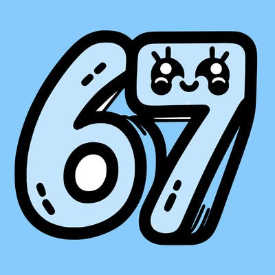 the numbers 67