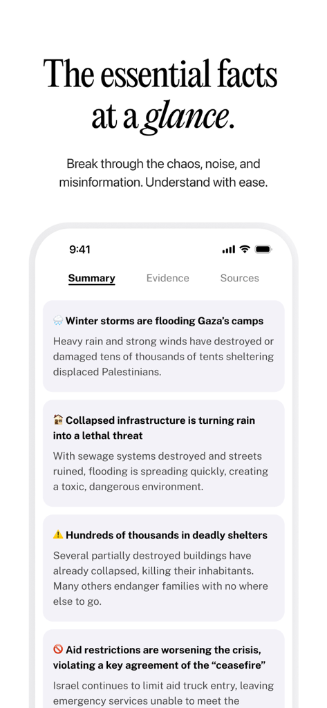 Interval News - A smartphone showing the Interval News app interface with daily news summaries and key headlines.