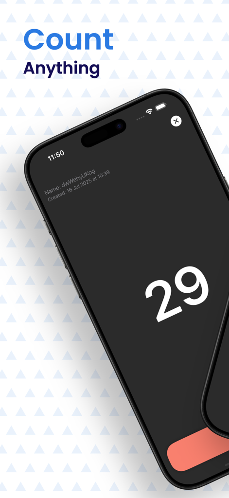 Click Counter - People Tracker - Interface digital de contador de cliques em um smartphone mostrando uma contagem de 29