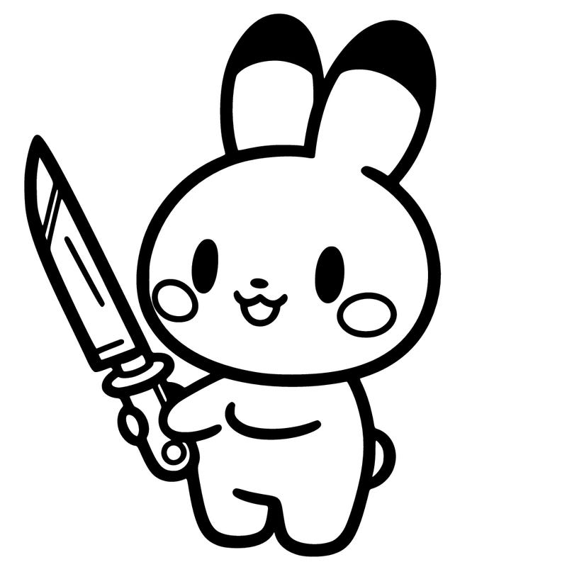 pochacco holding a knife