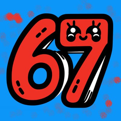 the numbers 67