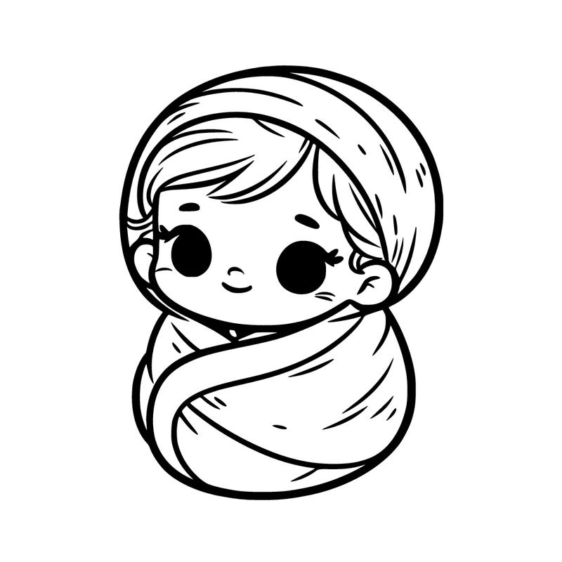 small infant girl wrapped in a small blanket