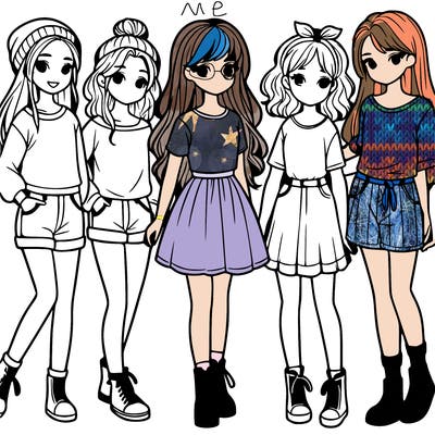 a group of five girls