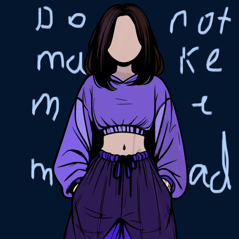 realistic girl faceless with baggy pants and a crop top