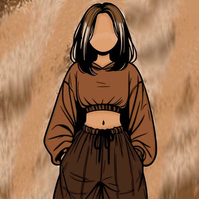 realistic girl faceless with baggy pants and a crop top