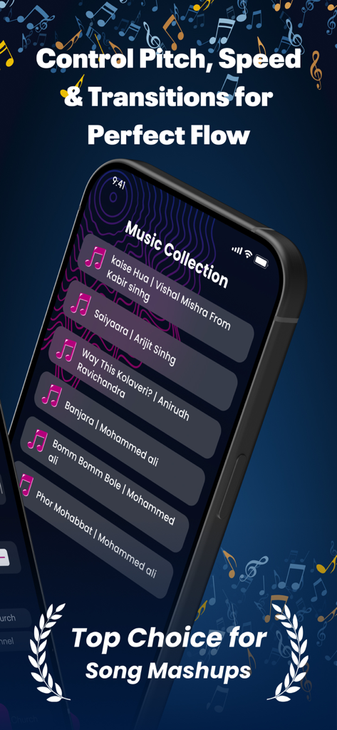 Mixy Ai Mashups Maker - Mixy Ai Mashups Maker app interface showing the music collection and song selection screen for DJ mixing