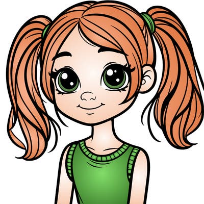 teenage girl with pigtails