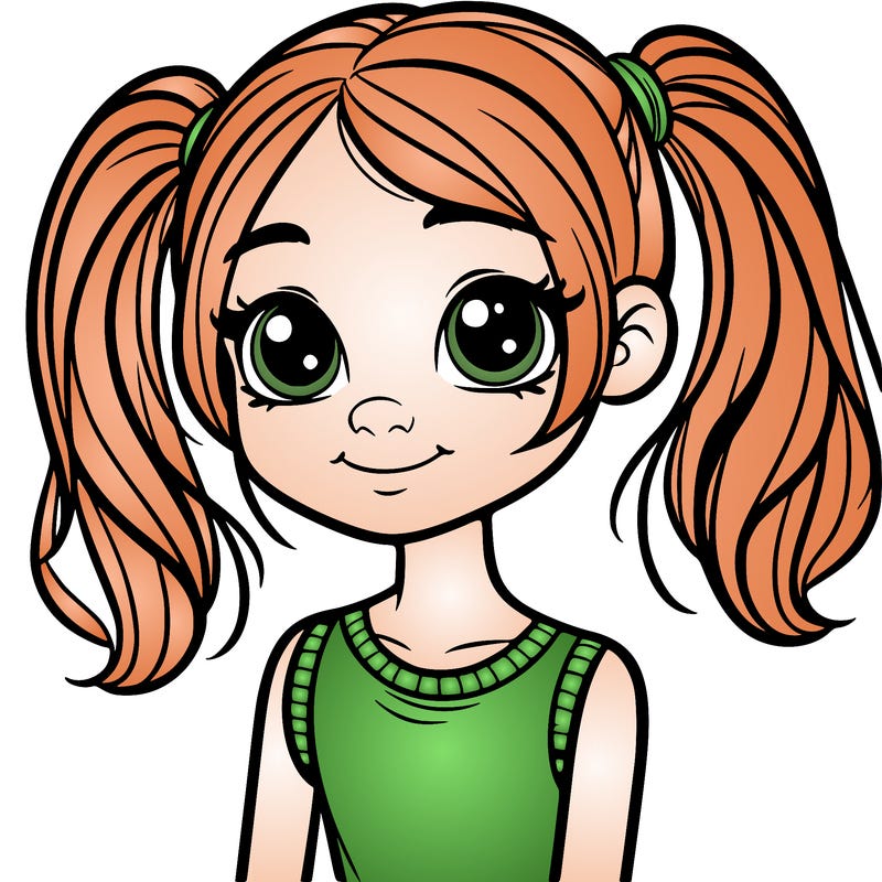teenage girl with pigtails