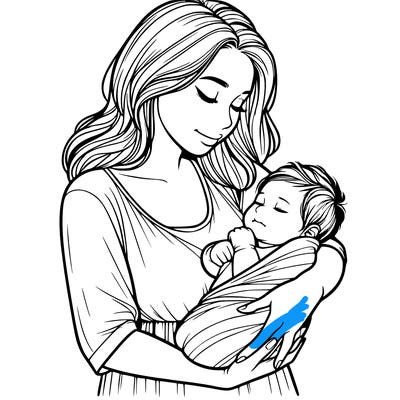 mother holding baby realistic