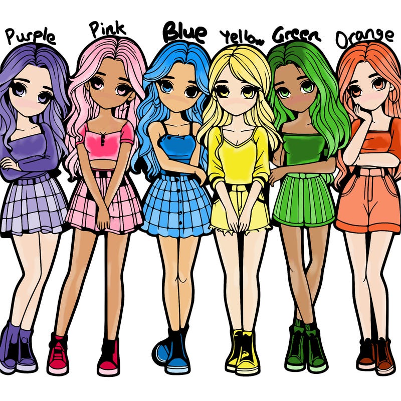 a group of girls realistic