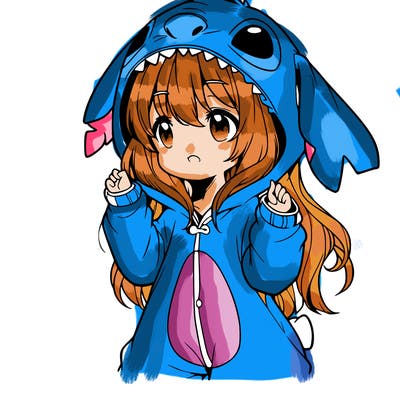 anime girl in a stitch onsie